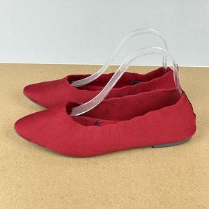Skechers Cleo Bewitch Scalloped Flats Womens 10 Red Memory Foam Stretch
